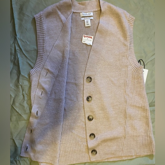 NWT Rachel Zoe Women's Tan Extra Fine Merino Wool Sweater Vest - Size M - Picture 6 of 16